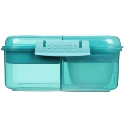 Sistema Bento Cube To Go Lunch Box with 5 Compartments and a Container - Teal Stone