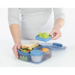 Sistema Bento Cube To Go, lunch box with 5 compartments and a container – Mountain blue
