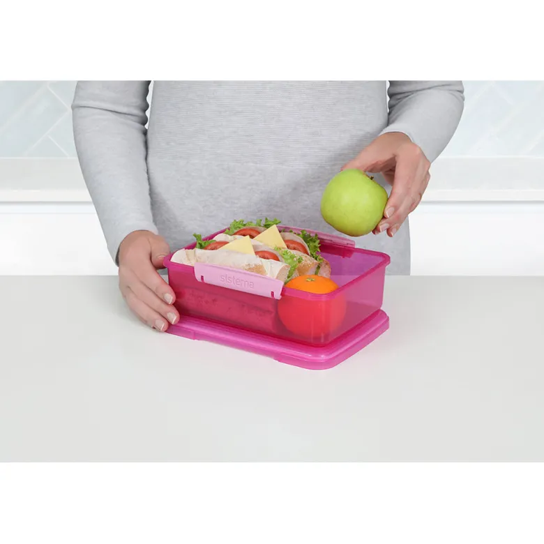 Sistema Coloured Lunch Box with 1 Compartment, 2L – Pink