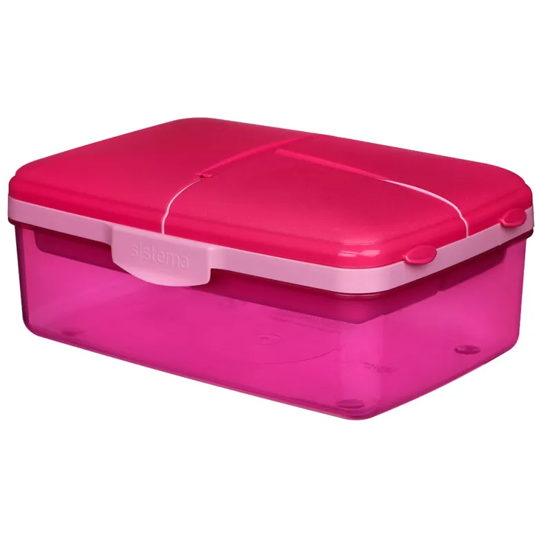 Sistema Lunch Box and Water Bottle, Slimline Quaddie 1.5 L - Pink