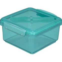 Sistema Lunch Plus To Go, Lunch Box with 1 Compartment and Cutlery - Teal Stone