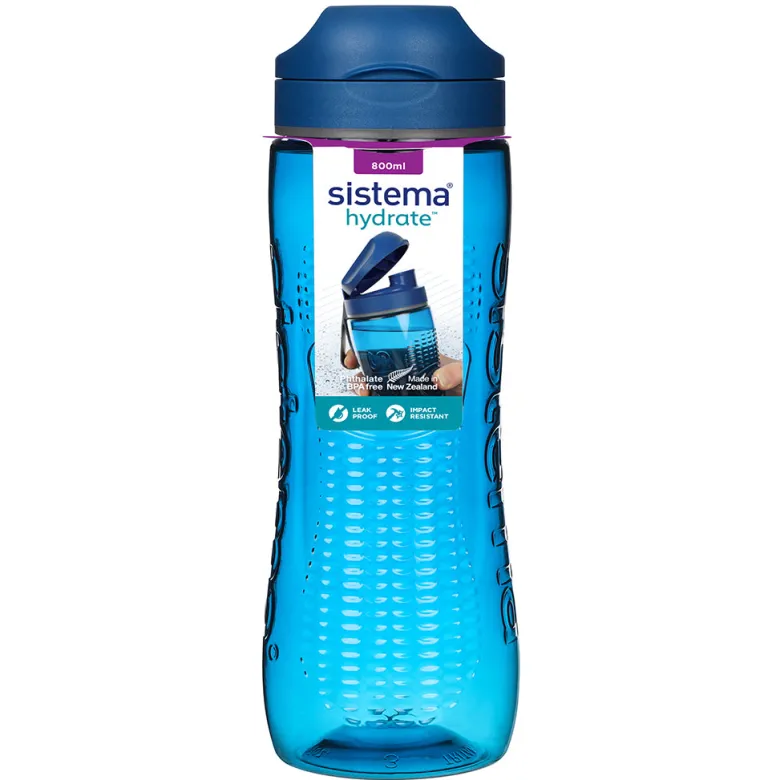Sistema Sports Water Bottle, Tritan Active, 800 ml - Ocean Blue