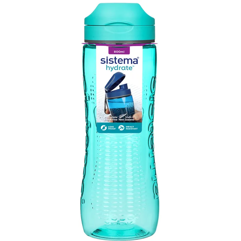 Sistema Sports Water Bottle, Tritan Active, 800 ml - Minty Teal