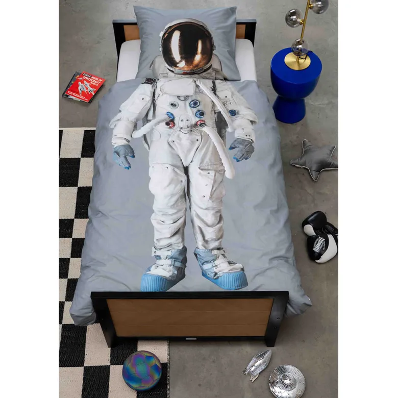 Snurk Organic Adult Bedding - Astronaut Grey Space