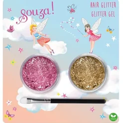 Souza Hair Glitter for Kids, Pink and Gold