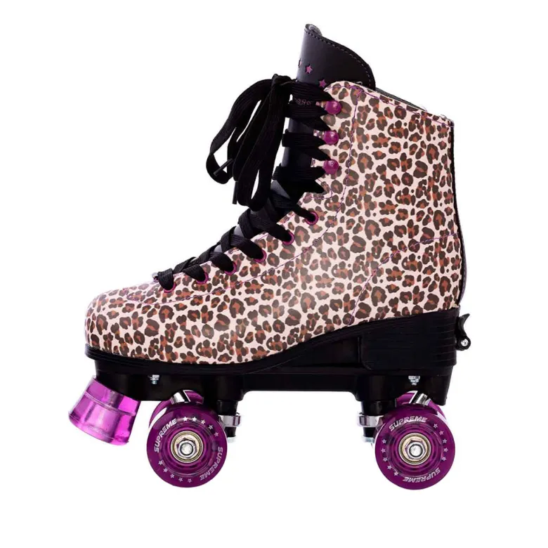 Supreme Rollers, Side-by-Side Roller Skates, Del Rey Leopard – Sizes 31–42