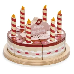 Tender Leaf, Wooden Play Food, Chocolate Celebration Cake with Candles