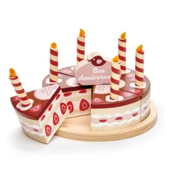 Tender Leaf, Wooden Play Food, Chocolate Celebration Cake with Candles