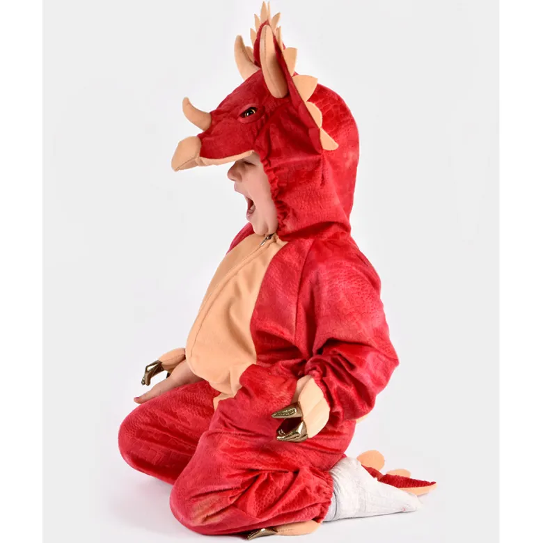 The Good Fairy Animal Costume, Dinosaur Triceratops Jumpsuit - Ages 3-5