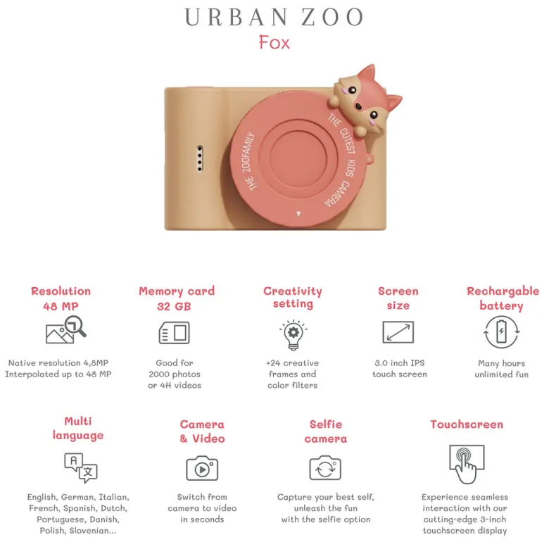 The ZooFamily, Urban Zoo Kids Camera, Ages 5-10 - Fox