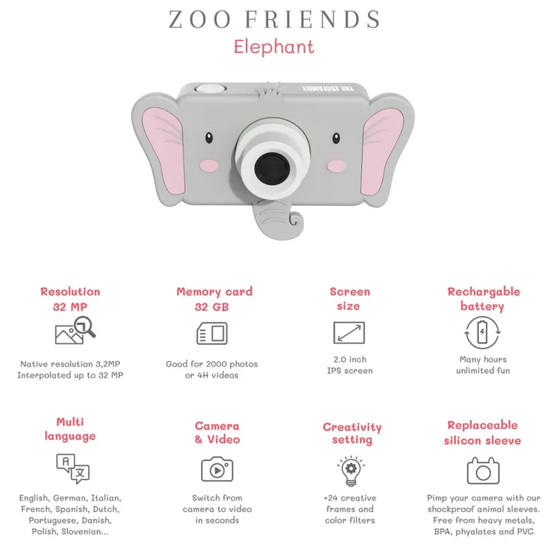 The ZooFamily, Zoo Friends Kids’ Camera, Ages 3–7 – Elephant