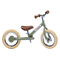Trybike Balance Bike, Vintage Green with Retro Look