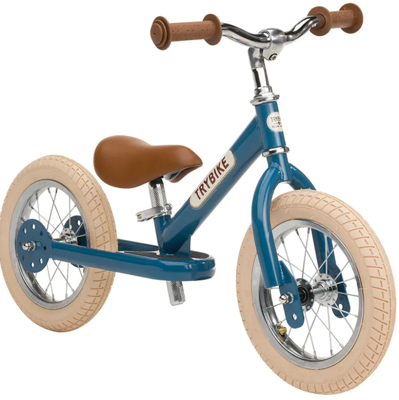 Trybike Balance Bike, Vintage Blue with Retro Look