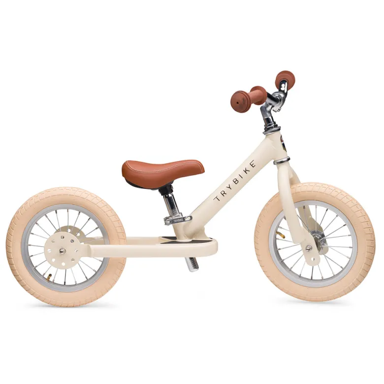 Trybike Balance Bike, Vintage Cream with Retro Look