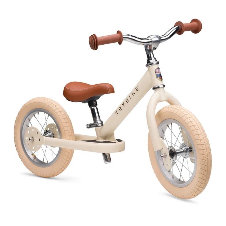 Trybike Balance Bike, Vintage Cream with Retro Look