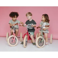 Trybike Three-Wheel Balance Bike, Vintage Pink with Retro Styling