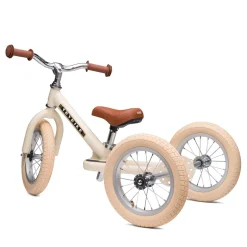 Trybike Three-Wheeled Balance Bike, Vintage Cream with Retro Styling