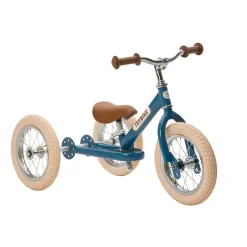 Trybike Tricycle Balance Bike, Vintage Blue with Retro Look