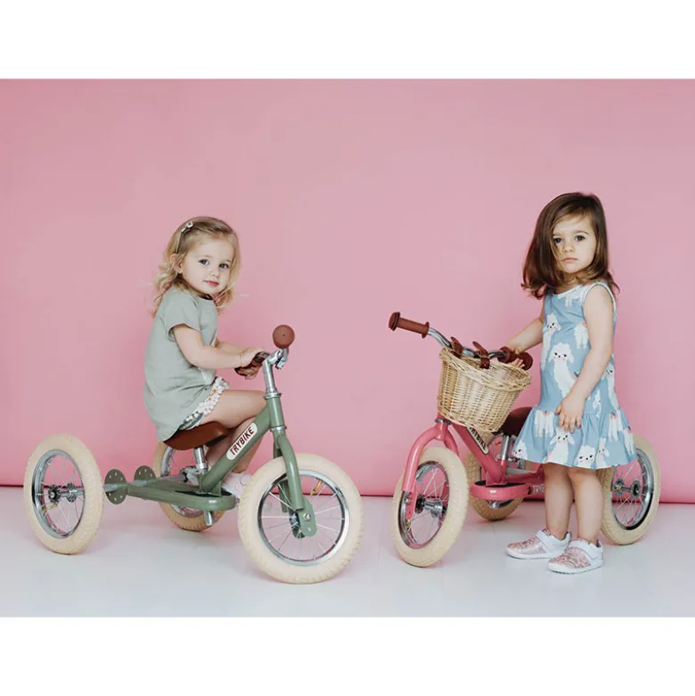 Trybike Tricycle Balance Bike, Vintage Blue with Retro Look