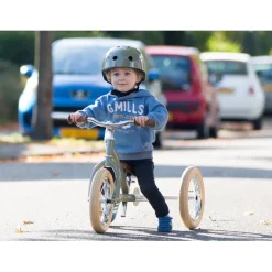 Trybike Tricycle Balance Bike, Vintage Green with Retro Look