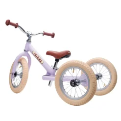 Trybike Tricycle Balance Bike, Vintage Purple with Retro Look