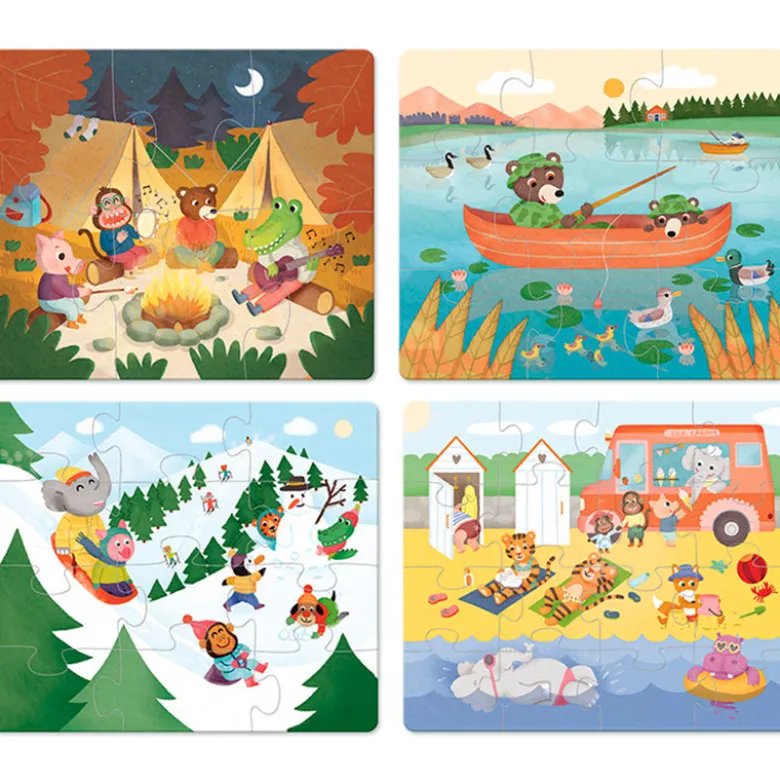 Vilac 4 Wooden Puzzles – Holiday Adventures