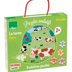 Vilac 4 Wooden Puzzles – Life on the Farm