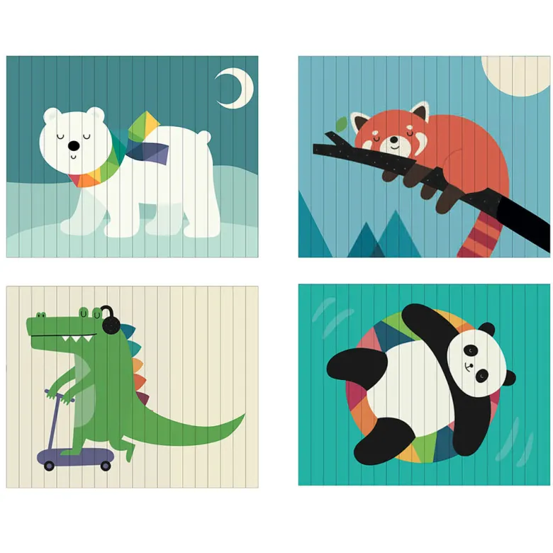 Vilac Agamograph Puzzle with 20 Pieces, 4-Dimensional Design - Animals