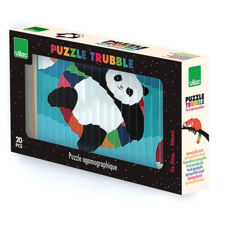 Vilac Agamograph Puzzle with 20 Pieces, 4-Dimensional Design - Animals