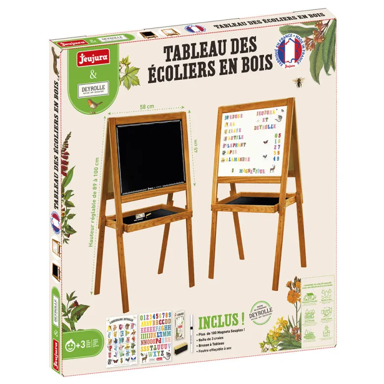 Vilac Jeujura, Double-Sided School Chalkboard with Magnets - Deyrolle