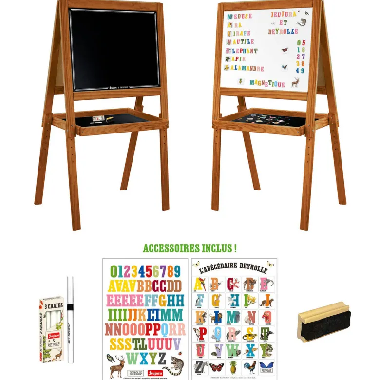 Vilac Jeujura, Double-Sided School Chalkboard with Magnets - Deyrolle