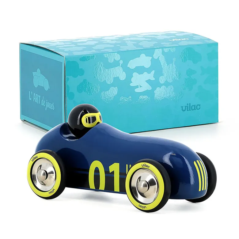 Vilac Vintage Racing Car, Old Sport - Sailor Blue