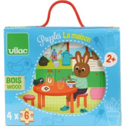 Vilac Wooden Jigsaw Puzzle, Home Theme – Set of 4