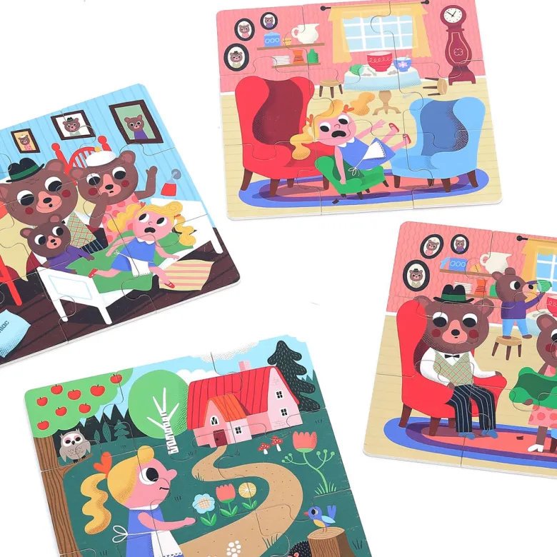 Vilac Wooden Puzzle 4x9 Pieces, Goldilocks by Ingela P. Arrhenius