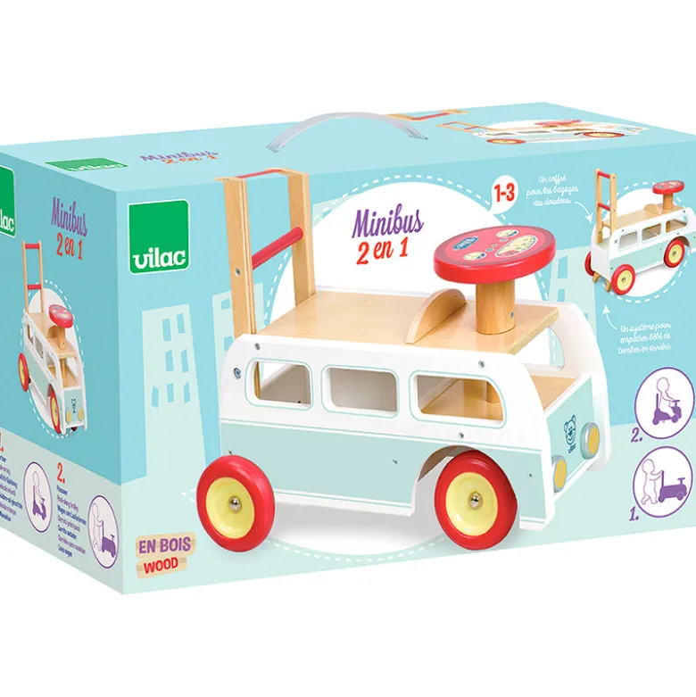 Vilac Wooden Walker, 2-in-1 - Retro Bus