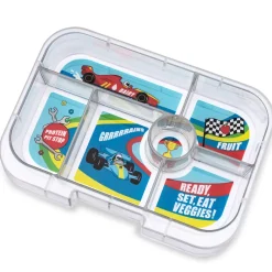 Yumbox lunchbox with 6 compartments, Original - Surf Blue / Race Cars tray