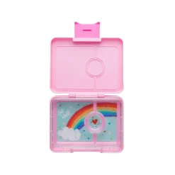Yumbox Lunchbox with 3 Compartments, Snack Size - Power Pink/ Rainbow Tray