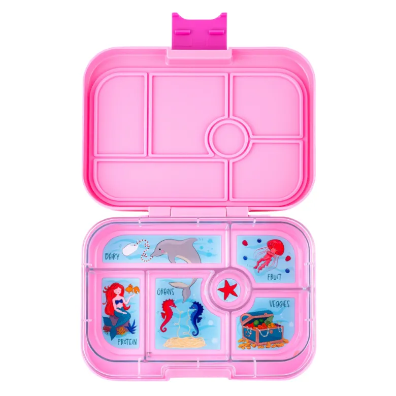Yumbox Lunchbox with 6 Compartments, Original - Power Pink / Mermaid Tray