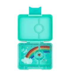 Yumbox Lunchbox with 3 Compartments, Snack - Miami Aqua / Rainbow