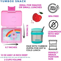 Yumbox Lunchbox with 3 Compartments, Snack - Miami Aqua / Rainbow