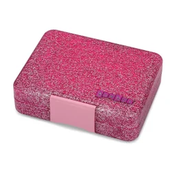 Yumbox Snack Lunchbox with 3 Compartments – Sparkle Pink Glitter/Pink Clear